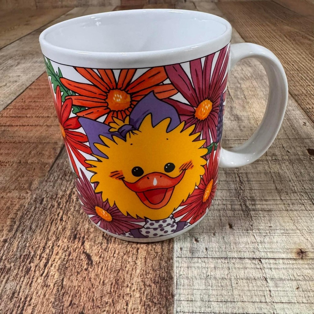 Vintage 1993 Suzys Zoo Mug Suzy Ducken and the Daisies Floral Coffee Cup Korea
